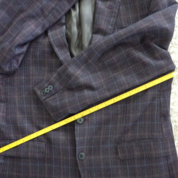 Calvin Klein Men's Blazer Sport Coat Jacket Size 46R Burgandy Blue Wool Blend - Picture 7 of 9